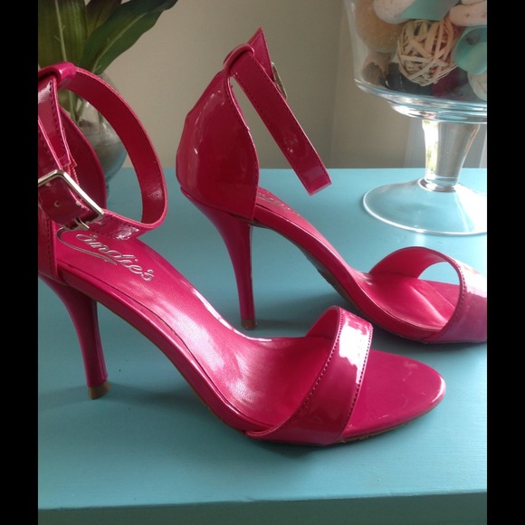 Hot pink Candie's heels with ankle strap