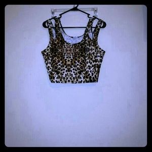 🔴SOLD🔴Cold Shoulder Cheetah Crop Top