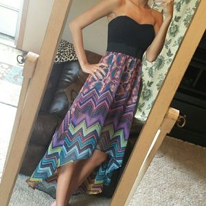 SOLD Strapless hi-low dress