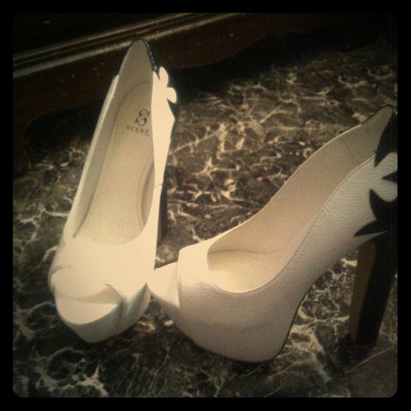 Black and white heels