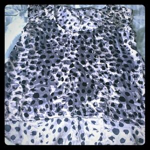 Gray & Black Leopard Print Studded Silk-Feel Top