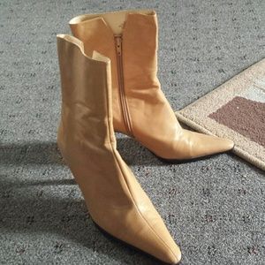 Nine West Beige Leather Mid Boots
