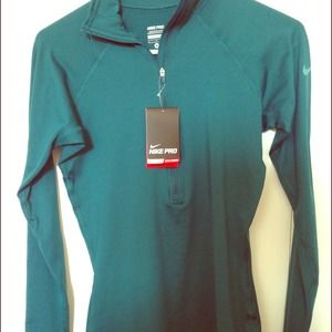 Nike pro teal dri fit 1/2 zip up