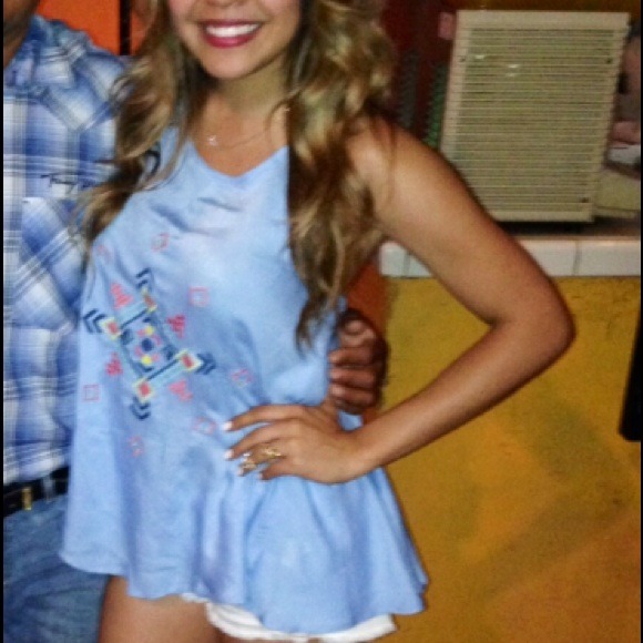 Blue Aztec print shirt