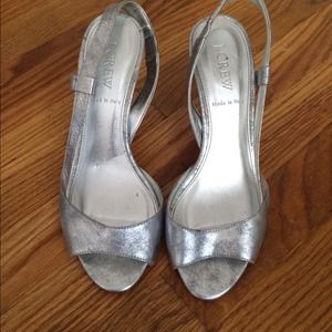 J.Crew silver leather sandals