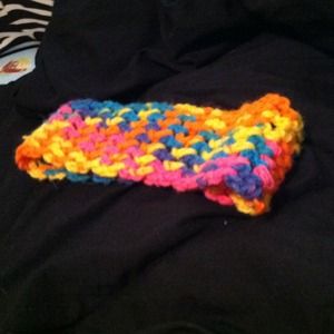 Rainbow hand crocheted headband