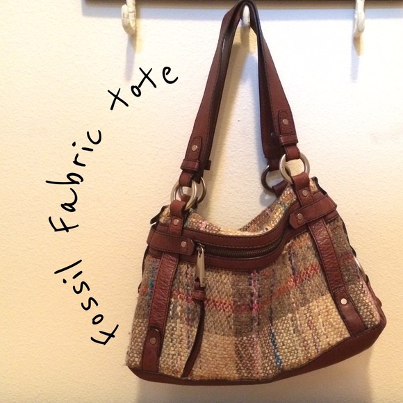 Fifty four by Fossil knit and leather handbag