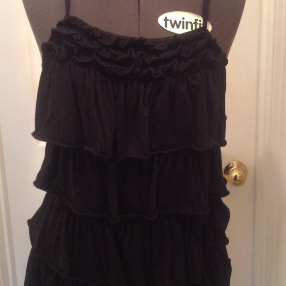 Black ruffled shirt