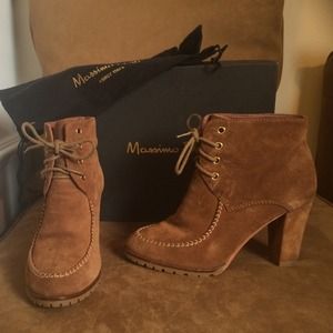 Massimo Dutti tan suede booties size 38
