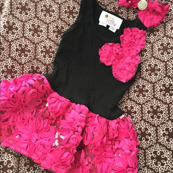 Olive and Plums Black and Pink Dress