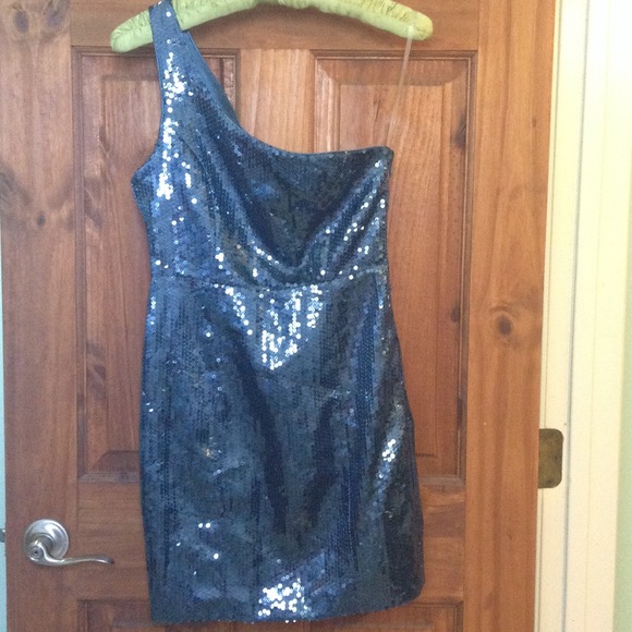 Blue Sequin One Strap Dress