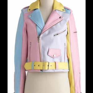 Unif pastel color block pastel moto jacket