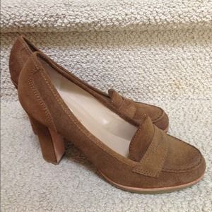 Talbots tan suede heeled loafers 8.5