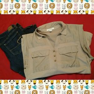 Khaki banana republic blouse