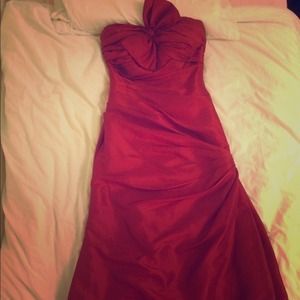 Long red prom ballroom dress