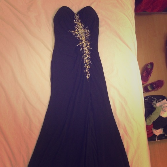 Long black prom ballroom dress