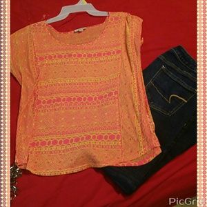 Pink and orange tribal blouse