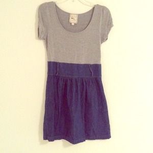 Pink Rose Gray and Denim Dress