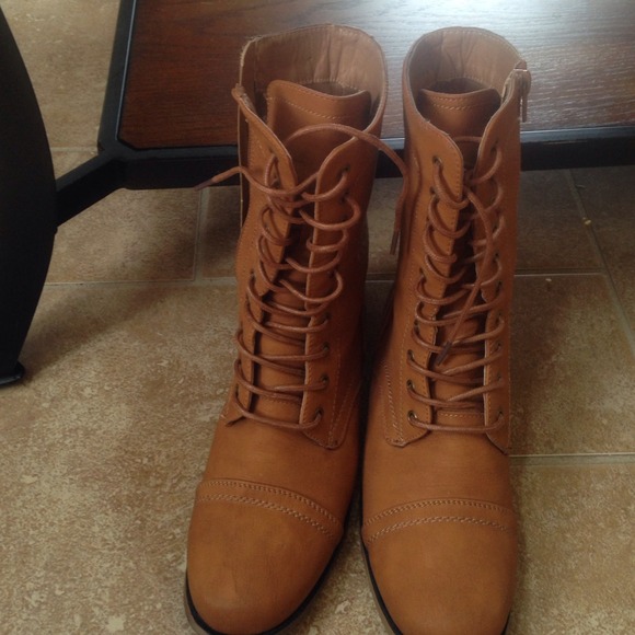 Brown combat boots