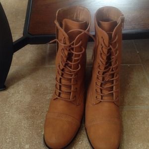 Brown combat boots