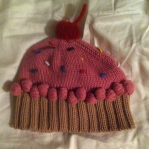 Pink cupcake sock hat!