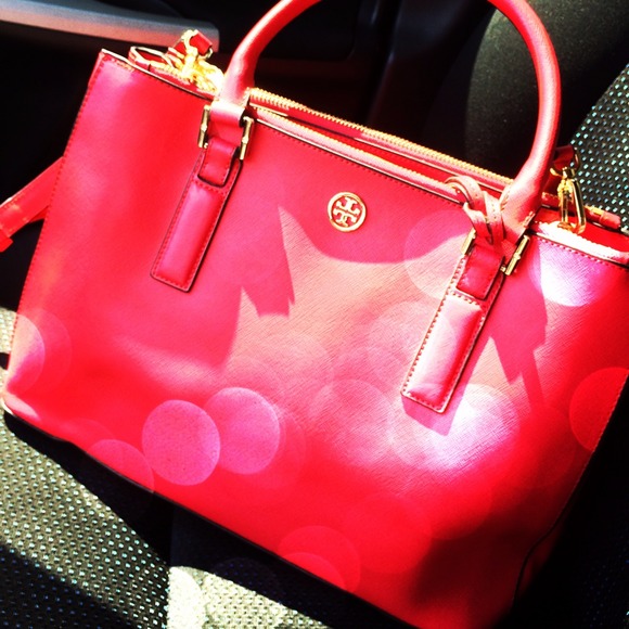 Carnival Red Mini Tory Burch Double Zip Tote