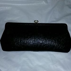 Vintage Black Ostrich leather clutch