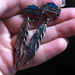 Harley Davidson Silver Earrings