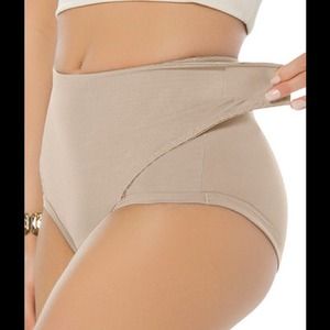 Adjustable belly wrap postpartum brief. BEIGE