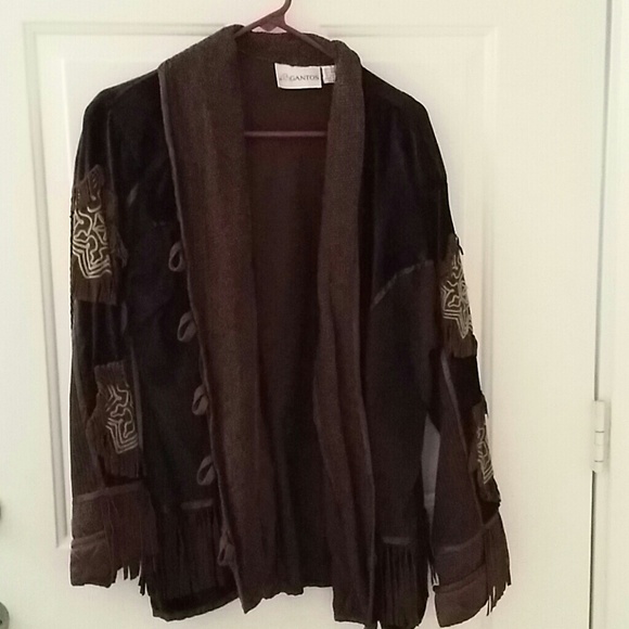 Jacket, very soft, fringe, dark brown