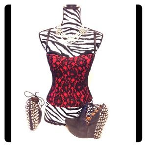 Victoria's Secret red lace corset size small