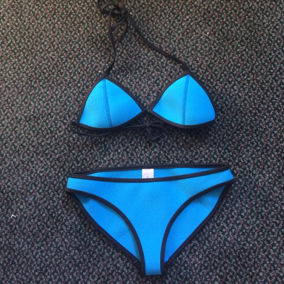Neoprene turquoise bikini- triangl imitation