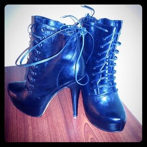 Black Leather Platform Boots