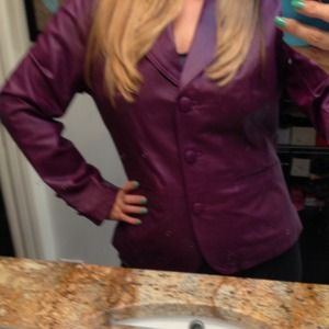 📣HP📣💯% Genuine Purple Leather Blazer Jacket 14