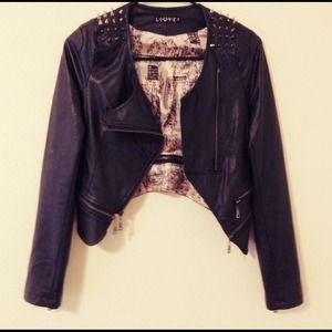 Studded Leather Cropped Jacket