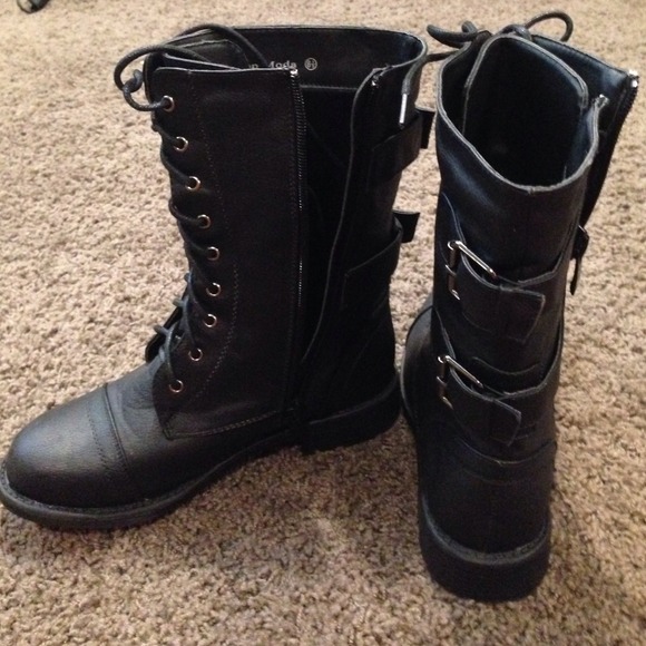 Black combat style boots