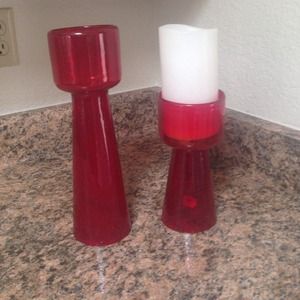 Blown glass candleholders  from Crate & Barrel