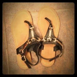 Black and gold sandals