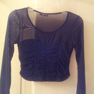 Black long sleeve sheer top(black)