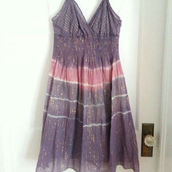 Purple & pink tie-dye strappy dress