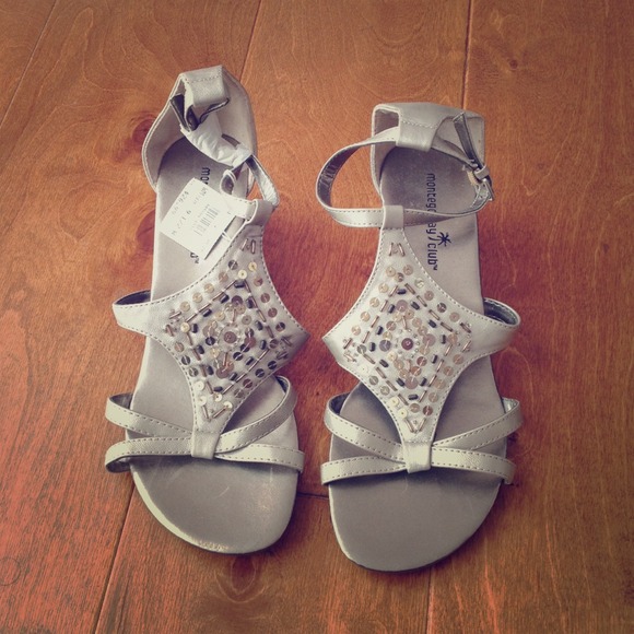 Silver wedge sandals
