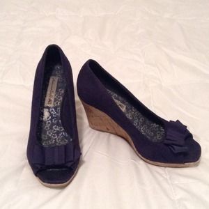 Navy Blue American Eagle Cork Bottom Wedges