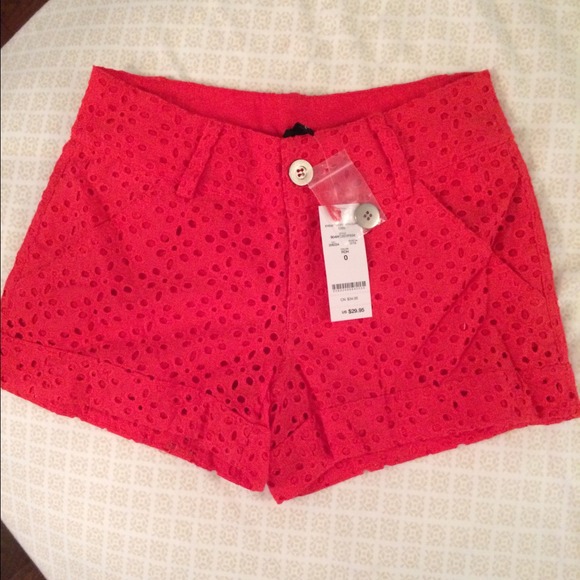 2B by Bebe Red Eyelet Shorts, 0