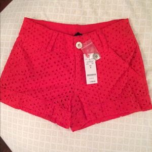 2B by Bebe Red Eyelet Shorts, 0
