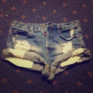 Forever 21 denim high waisted ripped shorts