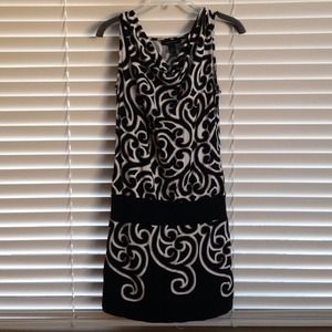 Black and white drop waist dress