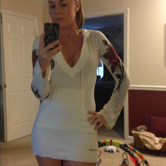 Long cream sweater