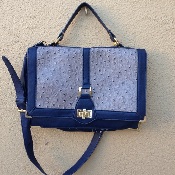 BLUE GREY OSTRICH BAG