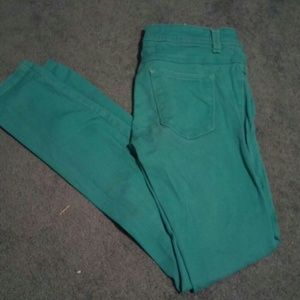Turquoise blue jeans