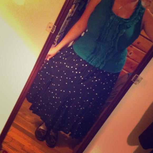 ❗️SOLD❗️Black white polkadot rockabilly maxi skirt - Picture 4 of 4